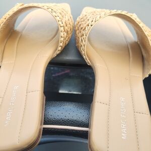 Marc Fisher Woven Tan Mules